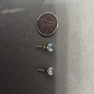 Elegant Gold and Genuine Topaz Stud Earrings